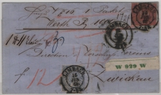 NDP / Preußen, 1868, Preußen Mi.- Nr.: 20 + NDP Mi.- Nr. 5 in MiF auf Werpaket- Begleitbrief, von Limbach nach Zwickau RR!