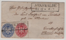 AD, Preußen, ca. 1862, Mi.- Nr.: 16 + 17 als MiF auf Fernbrief von Arnswalde nach Hamm