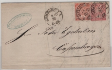 NDP, 1870, Mi.- Nr.: 15 + 16 als MiF auf Auslandsbrief von Hamburg nach Kopenhagen (DK), dekorativ und selten!