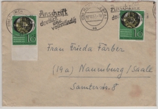 BRD, 1951, Mi.- Nr.: 141 (2x) als MeF auf Fernbrief, von München nach Naumburg (DDR!)