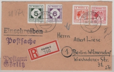 Dt. Lokalausgaben- Ost, 1946, Görlitz, Mi.- Nrn.: 9- 12, als Satz- MiF auf R.- Fernbrief von Görlitz nach Berlin, selten!