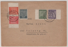 SBZ, West- Sachsen, 1946, Mi.- Nrn.: 120X- 123 DX, u.a., als Satzbrief- MiF auf Ortsbrief innerhalb von Leipzig, gepr. BPP