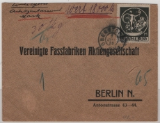 DR / Infla, 1920, Mi.- Nr.: 138, als EF, auf Wert- Fernbrief von Oberstorf nach Berlin, selten!