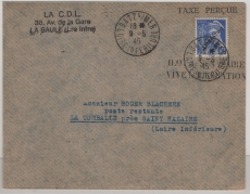 Dt. Bes. Frankreich, Saint Nazaire, 1945, Teilbarfrankatur auf Einschreiben, tiefgeprüft Tust BPP! Selten!