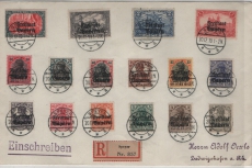 Bayern, 1919, Mi.- Nr.: 136- 151 B(!) als Satzbrief- MiF auf R.- Fernbrief von Speyer nach Ludwigsburg, nette Frankatur!