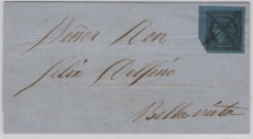 Argentinen, Corrientes, 1856, Mi.- Nr.: 1 als EF auf Fernbrief von Emperodo nach Bella Vista! FA Brettl BPP:e+e! RR!