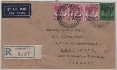 Malaya, 1948, 80 Ct. Überdruck- MiF auf  R.- Auslands- Luftpostbrief von Singapore nach Schleswig (D)