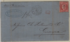 Martinique, 1875, 80 Ct. EF auf Auslandsbrief von St. Pierre via Fort de France und Paketboot nach Guayra (Ven.) RR!