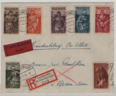 Saargebiet, 1934, Mi.- Nrn.: 171- 177, in Satzbrief - MiF, als Eilboten- R.- Fernbrief von Landsweiler nach Reden (Saar)