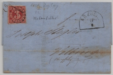 Bayern, ca. 1868, 3 Kr., Mi.- Nr.: 9 (mit Plf.?, Punkt neben 3) als EF auf Fernbrief von Arzberg nach Velburg