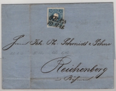 Österreich, K. + K., 1860, 15 Kr. EF auf Fernbrief von Graz nach Reichenberg (i.B.)