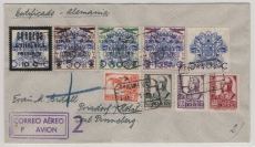 Spanien, Canarische Inseln, 1937, Canarias- Überdruck u.a. in MiF auf Luftpost- Auslandsbrief von Las Palmas nach Prisdorf