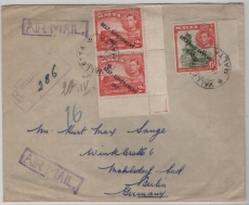 Malta, 1930, 10 d. - Überdruck- MiF auf Luftpost- R.- Auslandsbrief von Valetta nach Berlin