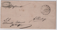 Baden, 1874, Brief mit Postablagestempel: Elwangen Postablage Zoebingen nach Altenberg (?)