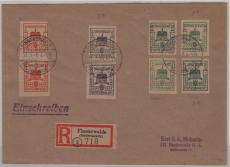 Finsterwalde, 1946, Mi.- Nrn.: 3a + b, 5a Versuchs-Z senk., 5b, 9a + b,  als R.- Ortsbrief von Finsterwalde, geprüft / signiet!