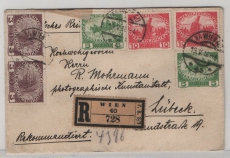 Österreich, K & K Monarchie, 1916, 36 Heller MiF vs. auf Auslands- Einschreiben von Wien nach Lübeck, mit Ö.- Zensur!