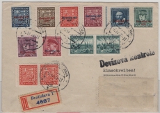 CSSR / Tschechoslovakei, 1939 (!), 4,05 Kc MiF auf Einschreiben- Auslandsbrief von Bratislava nach Dresden