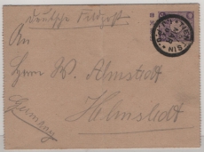 DAP CHina / Japan, 1901, Dt. Feldpost via Japan. Post, auf 3 Sn. Faltbrief- GS, von Tiensien (JPO!) nach Helmstedt! Kurios!