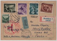 Slovakei, 1944, 5,5K. MiF auf Lupo- R- Inlandspostkarte, von Bratislava nach Novy Bydzov mit dt. Zensur