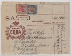 Italien, ca. 1900, Stempel- / Steuermarken, 10 Ct. + 50 Ct. auf Rg. eines Caffee´s aus Torino