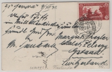 Italien, 1931, 75 Ct. als EF auf Auslandspostkarte via Schiffspost nach Gstaad / Schweiz