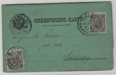 K + K Österreich- Ungarn, 1895, 1 Kr. (2x) als MeF auf Faltpostkarte (Steuerzahlschein + Quittung!) von Salzburg nach Schellenberg