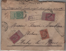 Belgien, 1897, 2,15 Fr. MiF auf Wert- Fernbrief von Bruxelles nach Habay-la-Neuve