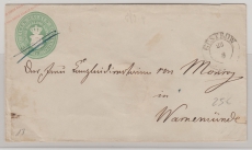 1 1/2 Sh.- GS- Umschlag, gelaufen als Fernbrief von Güstrow nach Warnemünde