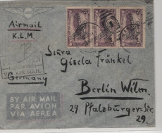 USA / Philipinen, ca. 1940, 24 Ct. (3x, Flugpostausgabe!) in MeF auf Luftpost- Auslandsbrief von Manila nach Berlin