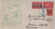 USA, 1932, 6 Ct. MiF auf Erstflugbeleg von Fond Du Lac nach Berlin