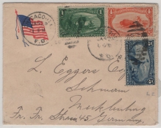 USA, ca. 1920, 10 Ct. MiF auf Auslandsbrief von Chicago nach Schwerin