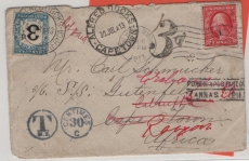 Burma, incomming Mail, USA, 1913, 2. Ct. Ef auf Auslandsbrief nach Kapstadt, nach Transvaal... + div. Nachporto + weiter nach Rangoon