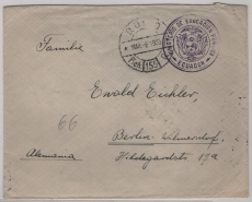 Ecuador, 1933, 19 Ct. Dienstmarken- MiF, rs. auf Auslandbrief von Quito nach Berlin