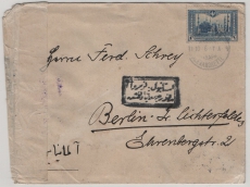 Osmanisches Reich, Syrien, 1916, 1 P. EF auf Auslandsbrief (mit zweifacher Zensur!) von Alexandretta nach Berlin