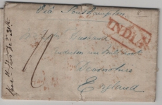 Indien, 1845, unfrankierter Brief von ... nach Devonshire (GB)