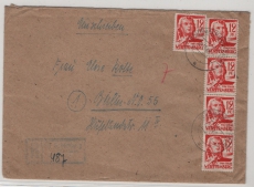 FRZ / Württemberg- H., 1948, Mi.- Nr.: 18 (5x), als MeF auf Einschreiben- Fernbrief von Schömberg nach Berlin, selten!