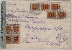 FRZ / Allgem Ausg., 1946, Mi.- Nr.: 3 (15x, vs. + rs.) als MeF auf Auslandsbrief (mit Zensur!) von Lindau nach Belgrad (CH)