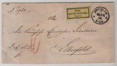 DR, Dt. Kaiserreich, Gebührenzettel f. Eisenbahn, Mi.- Nr.: I, 1884, als EF auf Fernbrief von Breslau nach Elberfeld