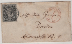 AD, Sachsen, 1859, Mi.- Nr.: 8 als EF auf Ortsbrief innerhalb von Dresden, dekorativ!