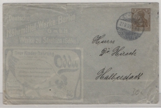 DR, Kaiserreich; 1905, Germania, Mi.- Nr.: 69 auf Privat-GS- Werbeumschlag, von Strehlen nach Halberstadt, dekorativ + selten!