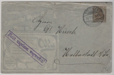 DR, Kaiserreich; 1907, Germania, Mi.- Nr.: 69 auf Privat-GS- Werbeumschlag, von Strehlen nach Halberstadt, dekorativ + selten!