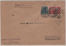 DR, Infla- Germania, 1920, Mi.- Nr.: A 113 + 144 als MiF auf Dienst- Fernbrief mit Postzustellungsurkunde! Von Radebeul nach Blasewitz, selten!
