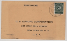 Kontrollrat- OST, 1948, Mi.- Nr.: 932, als EF auf Postkarten- Auslandsdrucksache (Übersee), von Dresden nach New York (USA)