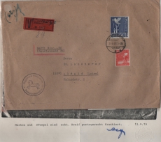 Kontrollrat- WEST, 1948, Mi.- Nrn.: 945 + 962 in MiF auf Behörden Fern- Wertbrief von Hildesheim nach Alfeld, Befund Schlegel BPP!
