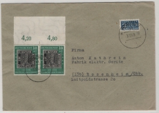 BRD, 1949, Mi.- Nr.: 113 (2x je mit Or.), als MeF auf Fernbrief von München nach Rosenheim