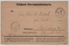 Dt.- Französischer Krieg, 1870, Feldpost- Correspondenzkarte, Front- Heimat