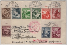 DR, Zeppelin, 1938, Mi.- Nrn.: 675- 83 (je mit Or.!) in MiF auf Zeppelin- Brief zur Sudetenlandfahrt von FF/M nach Reichenberg