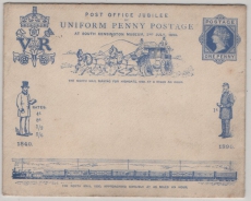 GB, 1890, 1 P. Jubiläums- GS- Umschlag, nicht gelaufen, dekorativ!