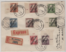 Tschechoslovakei, 1919, 165 F.. - Ungar.- Überdruckmarken- MiF auf R.- Express- Ortsbrief innerhalb von Boleslav