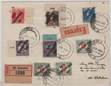 Tschechoslovakei, 1919, 165 F. - Ungar.- Überdruckmarken- MiF auf R.- Express- Ortsbrief innerhalb von Boleslav